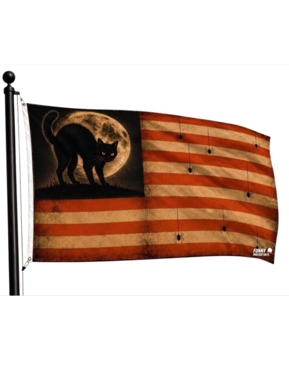 Halloween Black Cat American Flag Vintage Spooky Fall Decor Flag Holiday Gifts